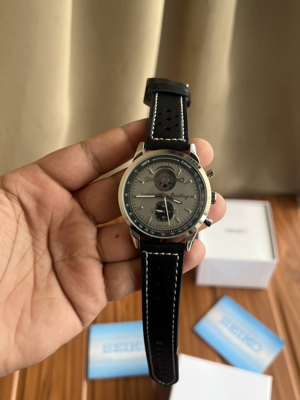 BREITLING ALL CHRONO WORKING PREMIUM LEATHER WATCH