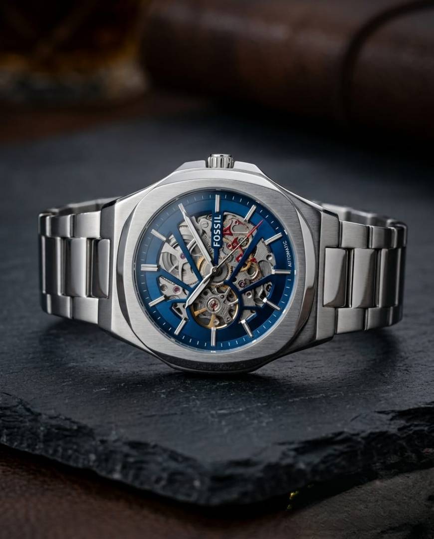 Fossi il Automatic Skeleton silver blue
