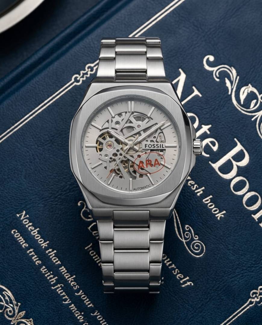 Fossi il Automatic Skeleton silver light gray