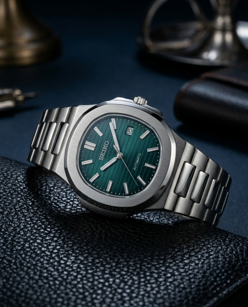 Seiko Nautilus Mod silver green