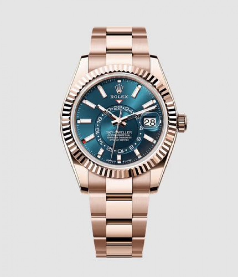 Rollex Sky Dweller Rose Gold Sea Blue