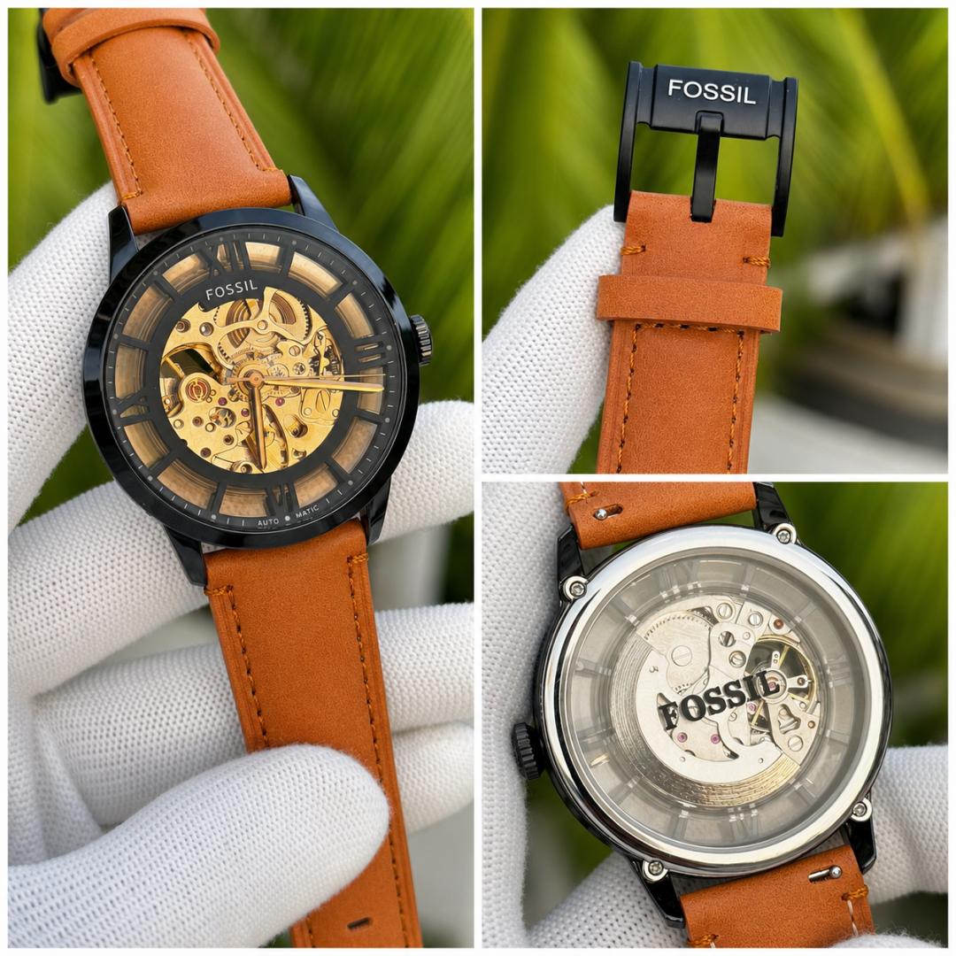 Alternative view of FOSIL TOWNSMAN C AUTOMATIC ORANGE BROWN LEATHER BELT AT165