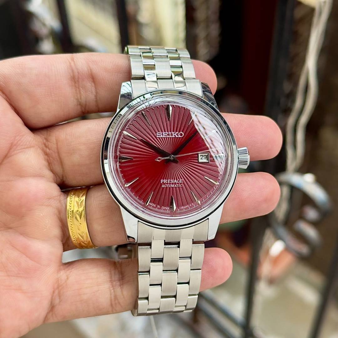 Seikk o Presage Cocktail Time Mockingbird silver red