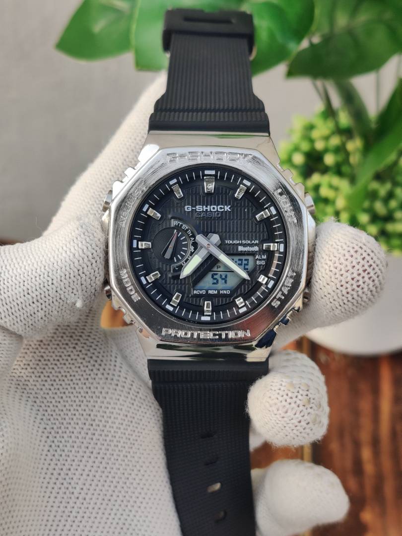 CASIO G-SHOCK 2100 METAL SILVER BLACK DIAL AT196