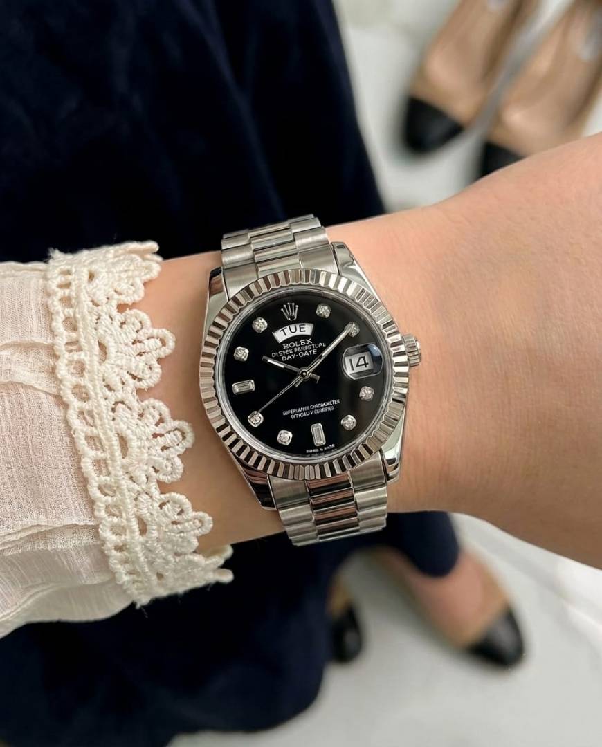 Rolee x Oyster Perpetual Day Date Diamond Silver Black