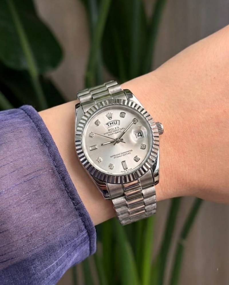 Rolee x Oyster Perpetual Day Date Diamond Silver White