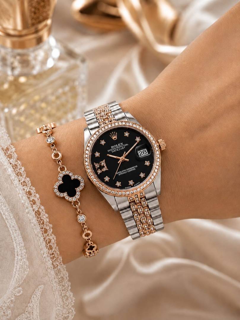 Roleex Women Date Just Diamond Two Tone