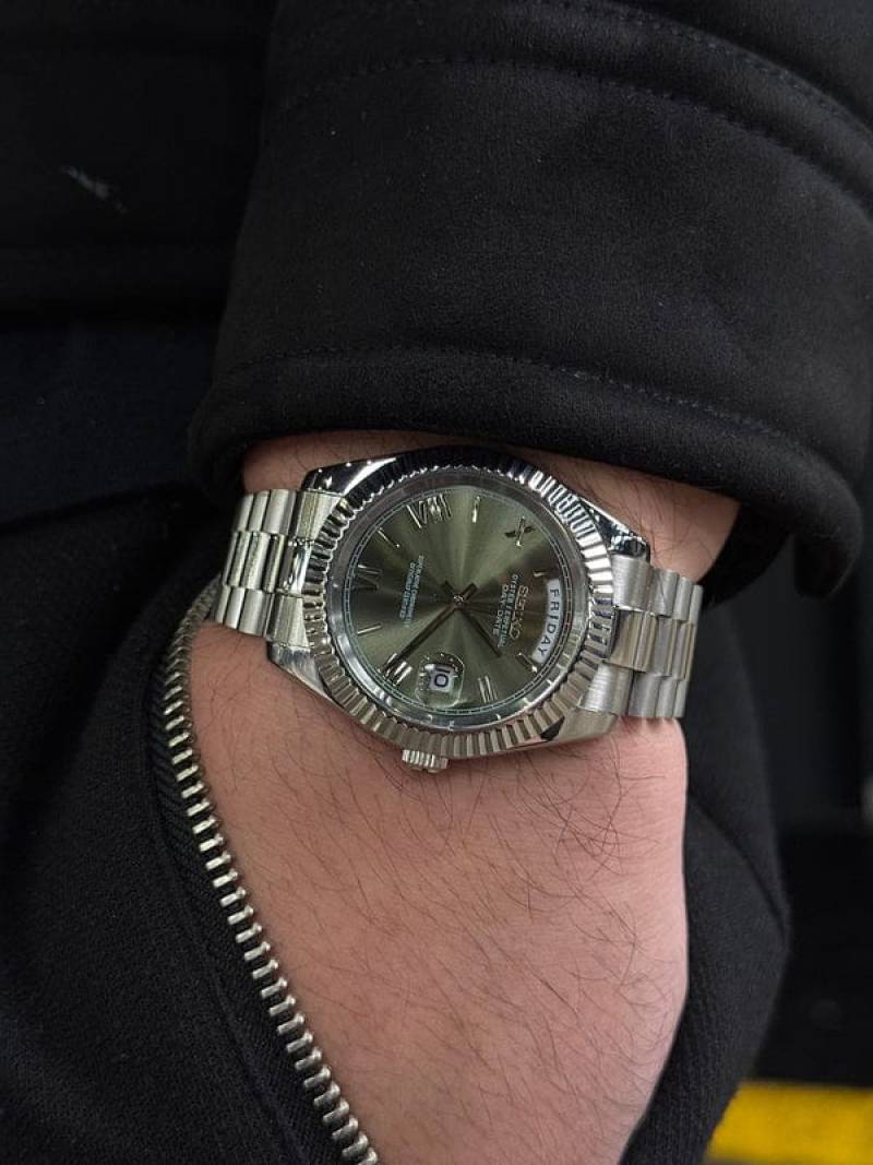 Seiko Oyster Perpetual Day Date Movment Like Automatic Silver-Green