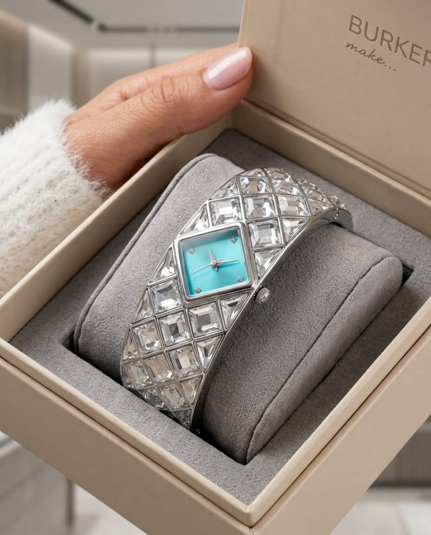 Swarrovsk i Curiosa Bangle   Silver To Tiffany