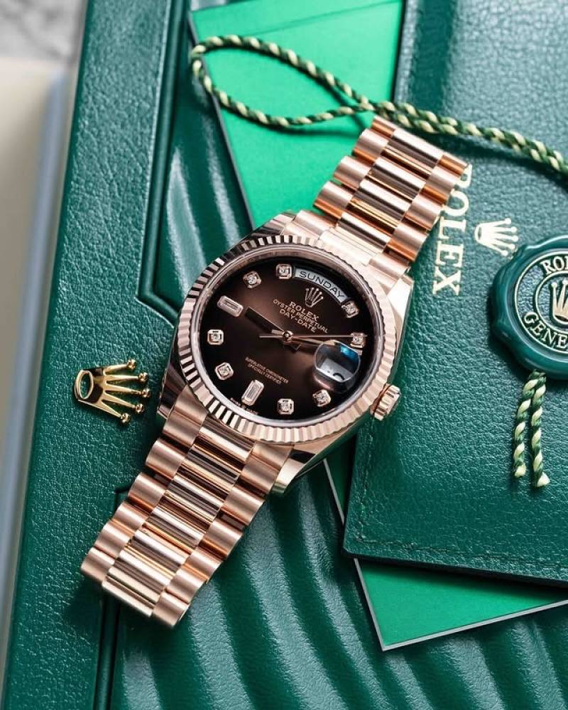 Rolee x Oyster Perpetual Day Date Diamond Cooper Brown 40 Battery