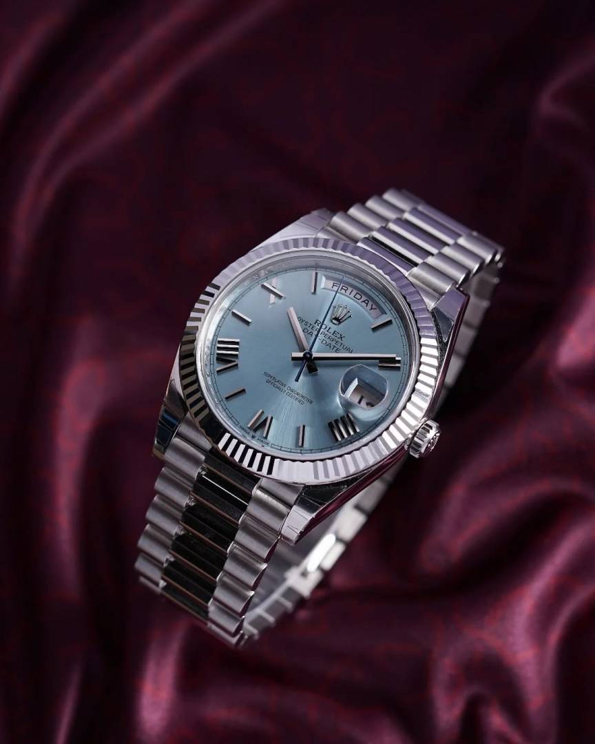 Rolee x Oyster Perpetual Day Date 40 Battery Silver-SkyBlue