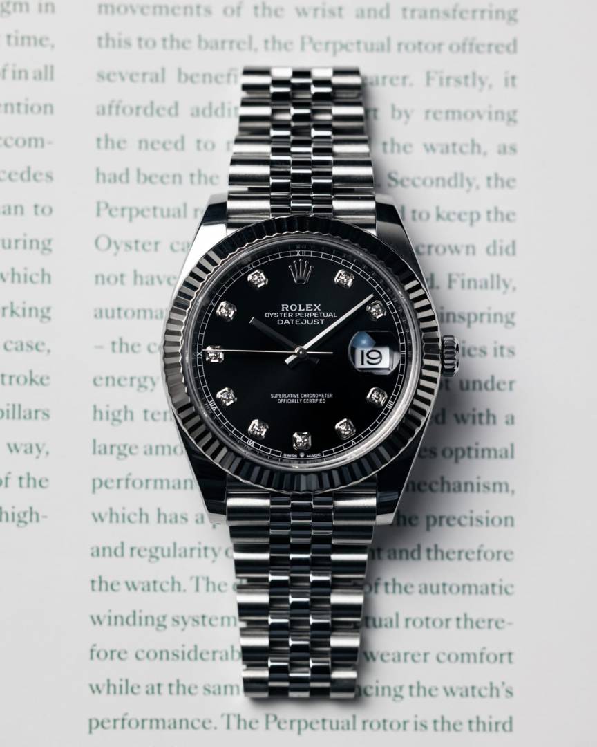 Rolee x Oyster Perpetual Date Just Diamond Silver-Black-Diamond