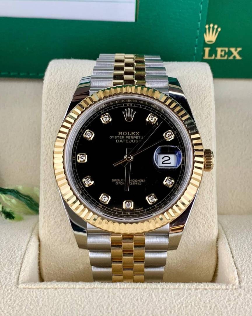 Rolee x Oyster Perpetual Date Just Diamond 2Ton Gold Black