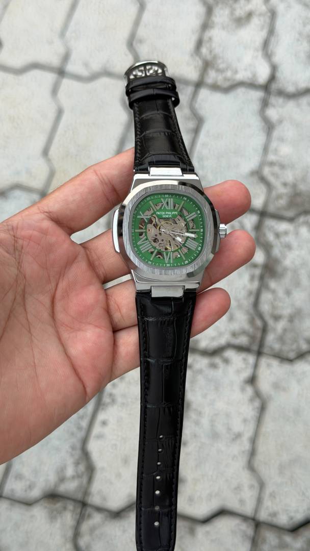 Patee k Philippe nautilus skeleton automatic open heart open back best premium leather