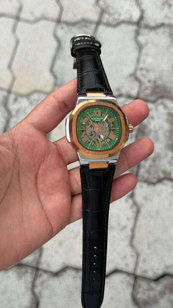 Patee k Philippe nautilus skeleton automatic open heart open back best premium leather