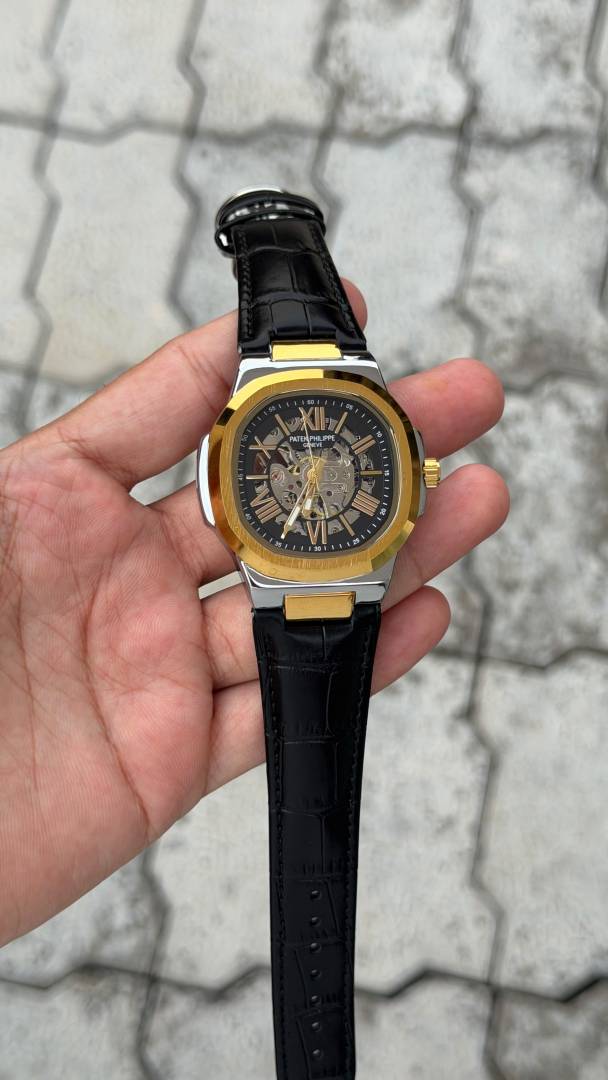 Patee k Philippe nautilus skeleton automatic open heart open back best premium leather