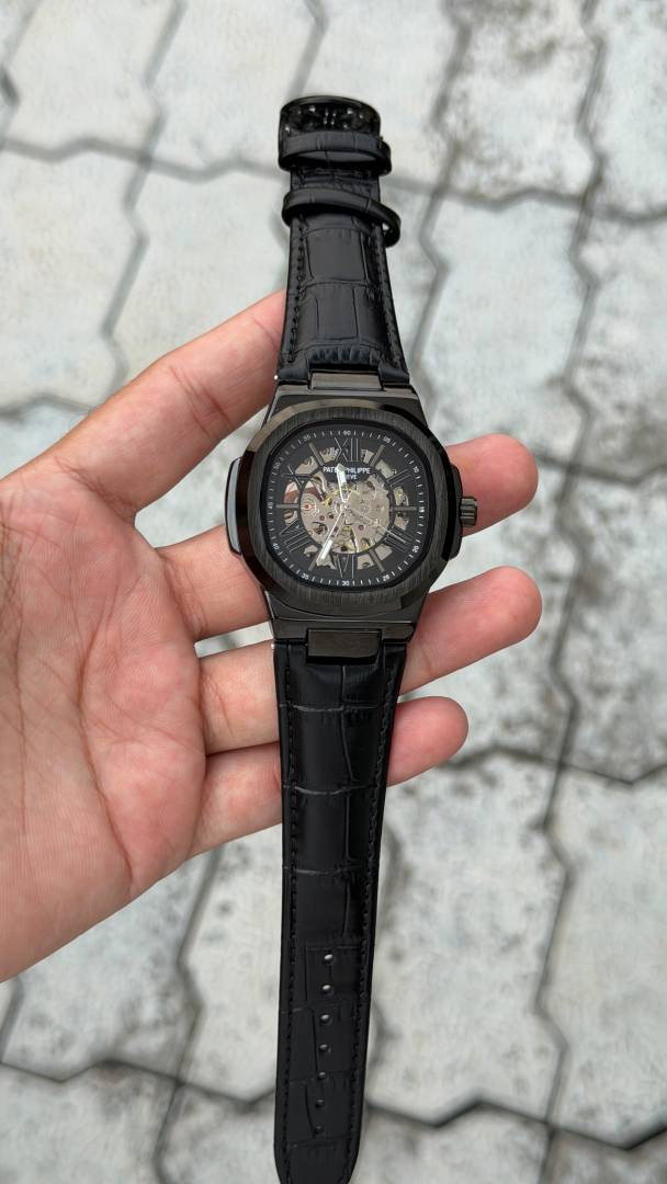 Patee k Philippe nautilus skeleton automatic open heart open back best premium leather