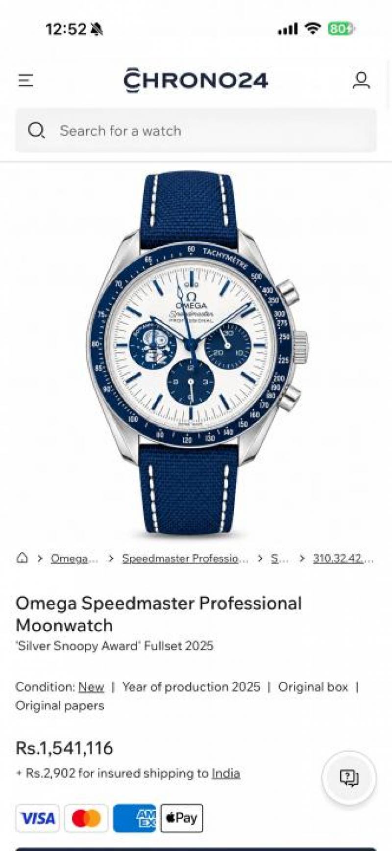 Alternative view of Omegg a Snoopy SpeedMaster Professional Automatic WC 247