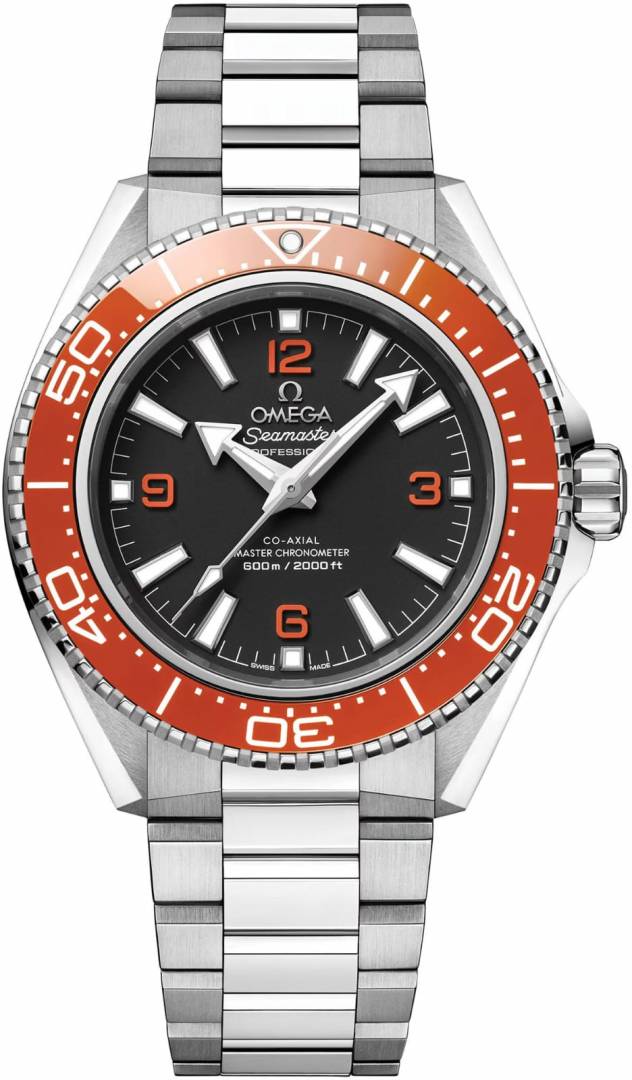 Omegg a Seamaster Planet Ocean 600M Co-Axial Master Chronometer metal Silver orange black