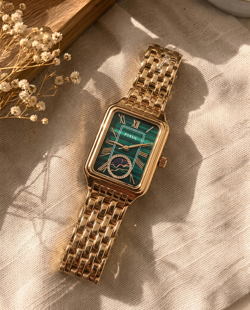 Fossii l Raquel Sun Moon Rose-Gold Green