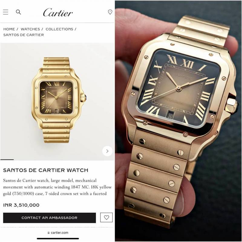 Alternative view of Cartiie r Santos Automatic full gold