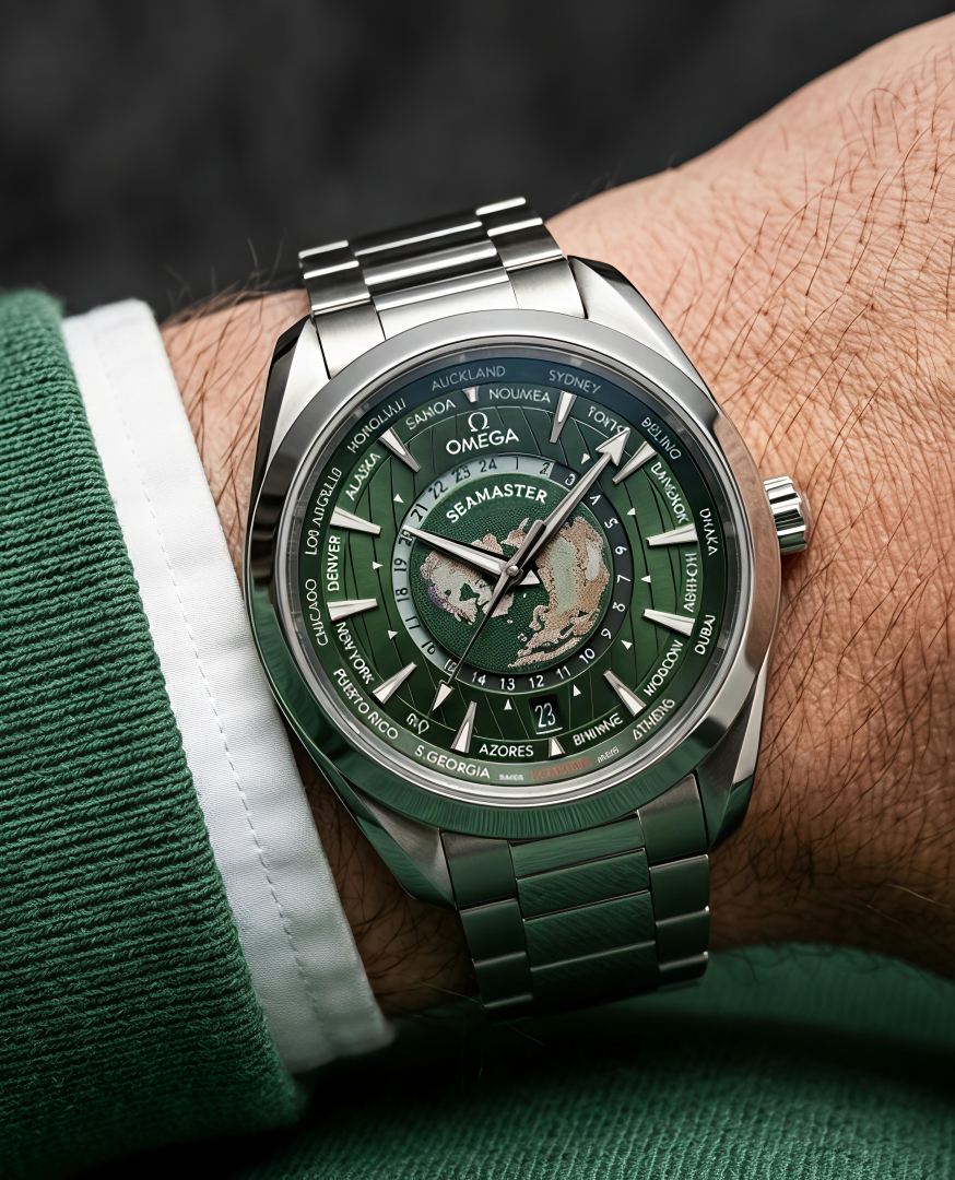 Omegg a Seamaster Aqua Terra GMT Worldtimer