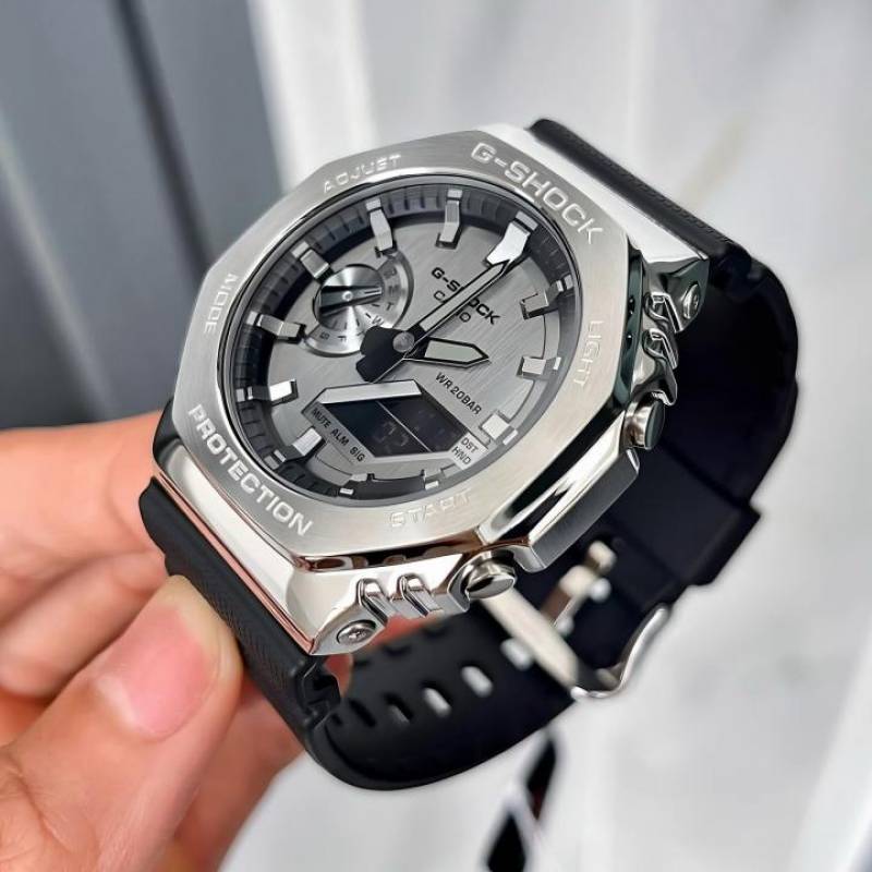 G-Shock GM 2100 Stainless Steel GRAY DIAL Black Strap Watch