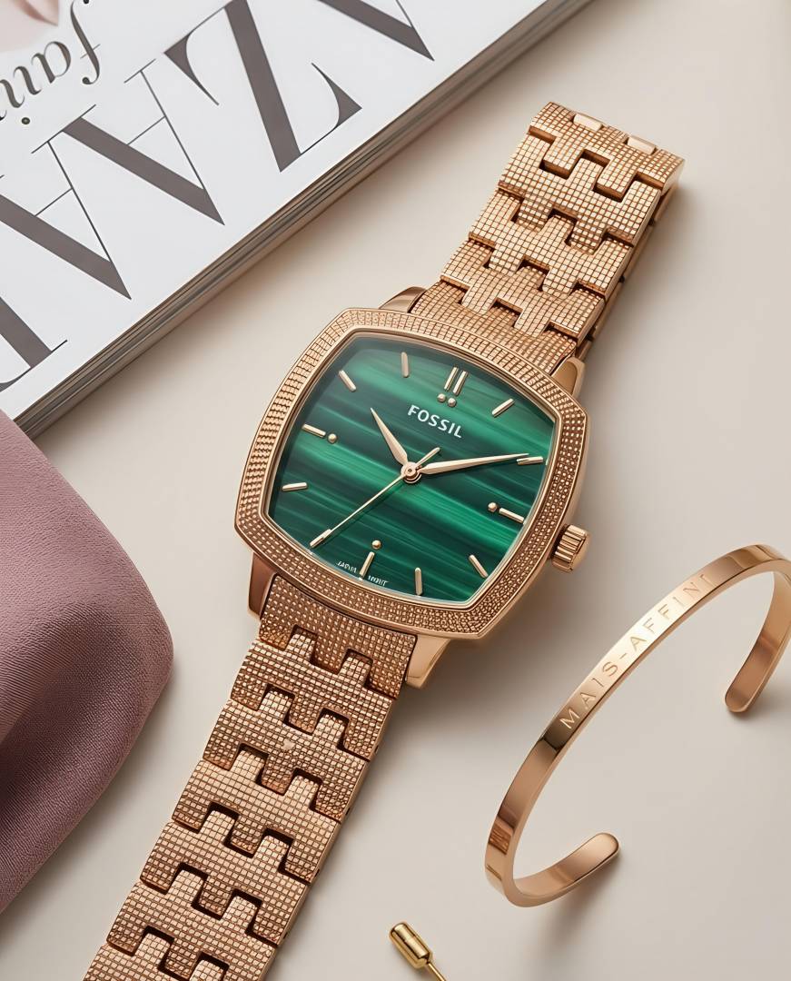 Fossii l x Nick Jonas Ladies Rose Gold Green 02