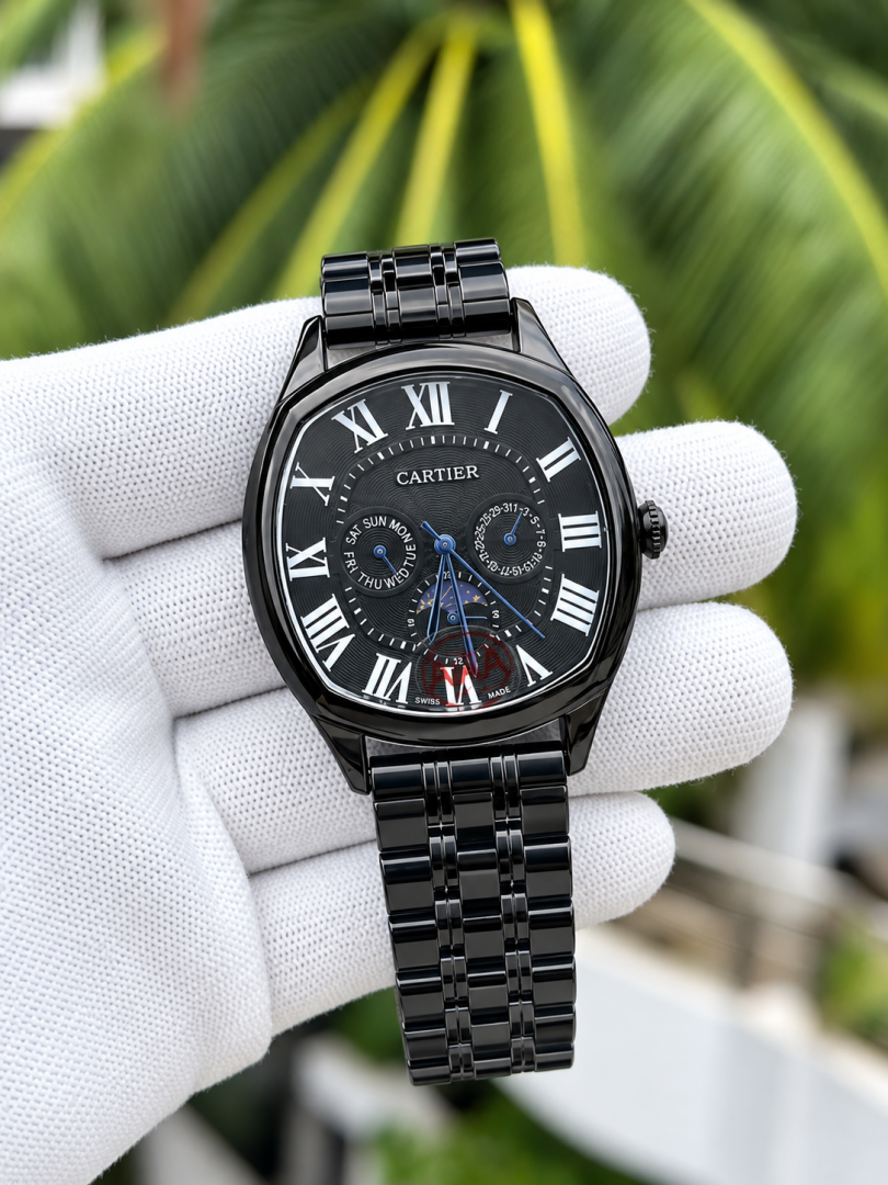 Cartiar Sun Moon Metal Full Black Dial AT429