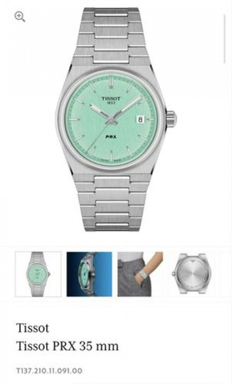 Tisot PRX 35mm Sea Green Quartz Authentic Store Quality
