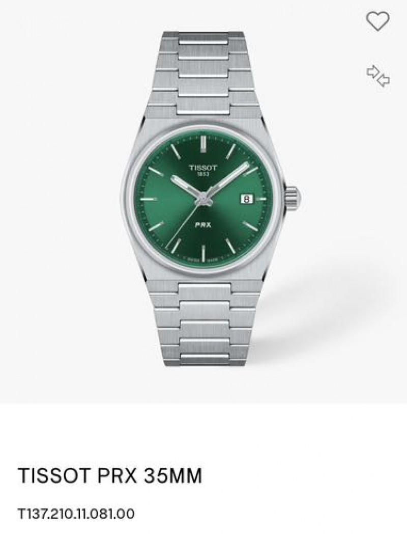 Tisot PRX 35mm Green Quartz Authentic Store Quality