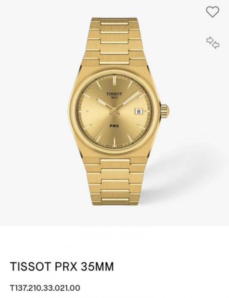 Tisot PRX 35mm Gold Quartz Authentic Store Quality