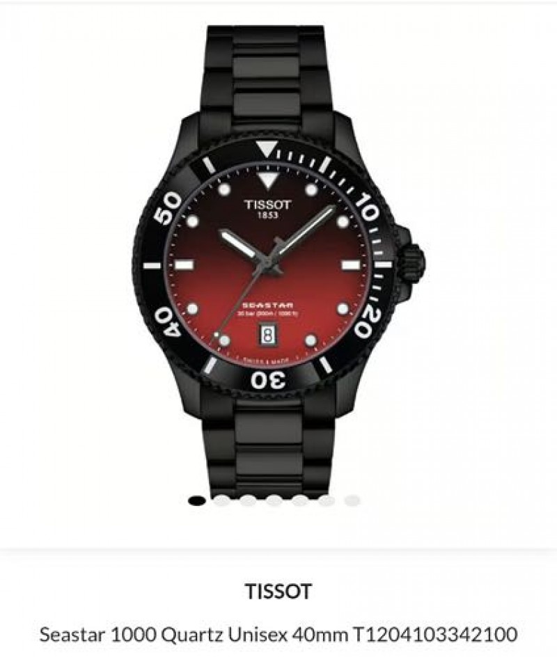 Tisot Seastar 1000 Quartz Gradient Red Authentic Store Quality