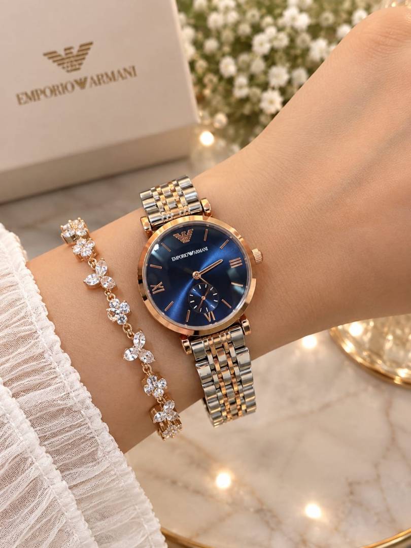 Emporio Armaani Rosegold Blue Dial