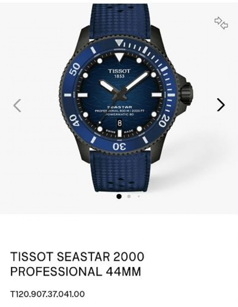 Tisot Seastar 2000 Professional 44mm Blue Black Authentic Store Quality