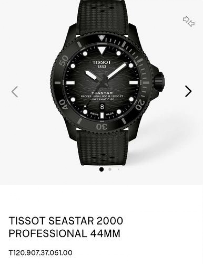 Tisot Seastar 2000 Professional 44mm Black Authentic Store Quality