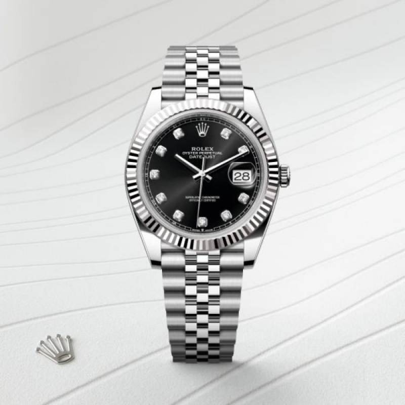 ROLEEX DATE JUST SILVER BLACK PREMIUM WATCH