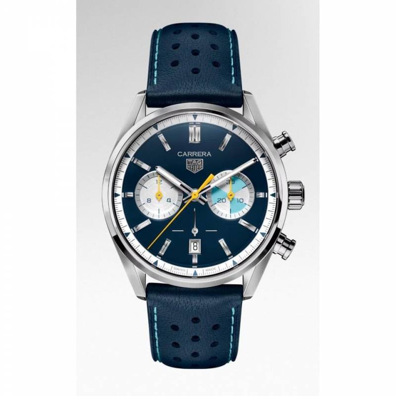 TAG Heuuer Carrera Chronograph blue brown and white