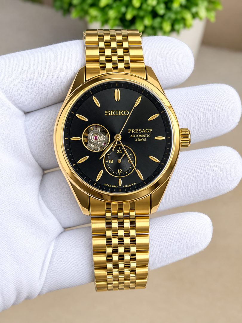Seiko Presage Automatic Gold Black Dial AT499