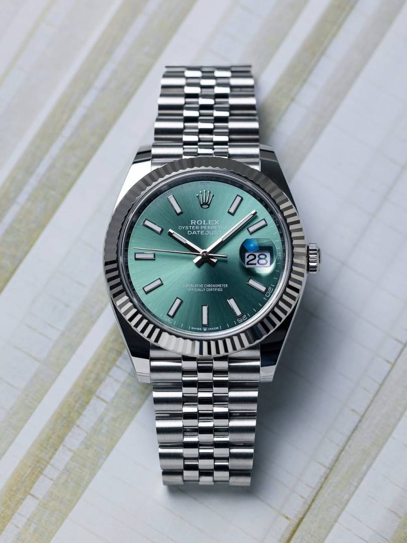 Rolee x Oyster Perpetual Date Just Silver Green