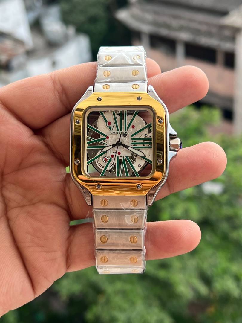 CARTIAR DUAL TONE GREEN AUTOMATIC PREMIUM WATCH