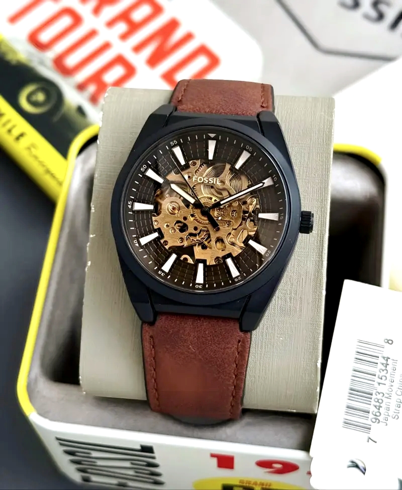 FOSIL EVERETT AUTOMATIC BROWN LEATHER AT340