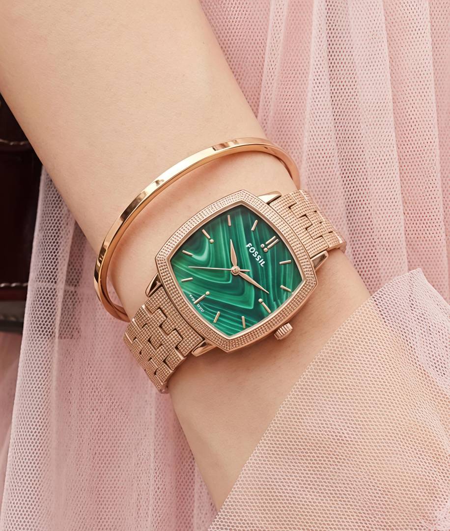 Fossii l x Nick Jonas Ladies Rose Gold Green 01