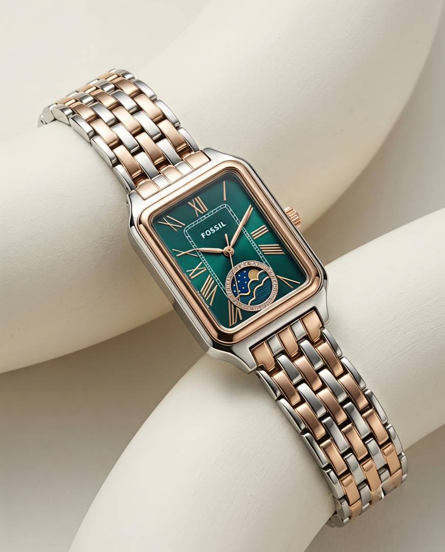 Fossii l Raquel Sun Moon 2Ton Rose-Gold Green