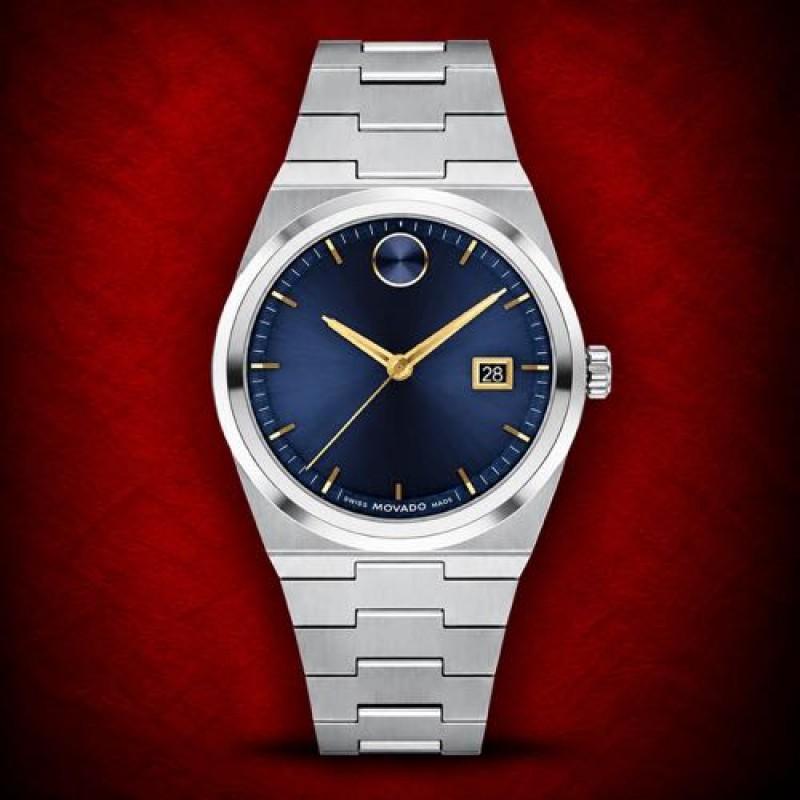 Authentic Grade Movado Bold Quest Stainless Steel Sunray Blue Dial