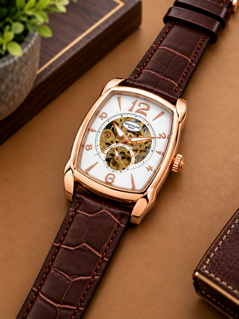 PATEK PHILIPE BARREL AUTOMATIC BROWN WHITE AT504
