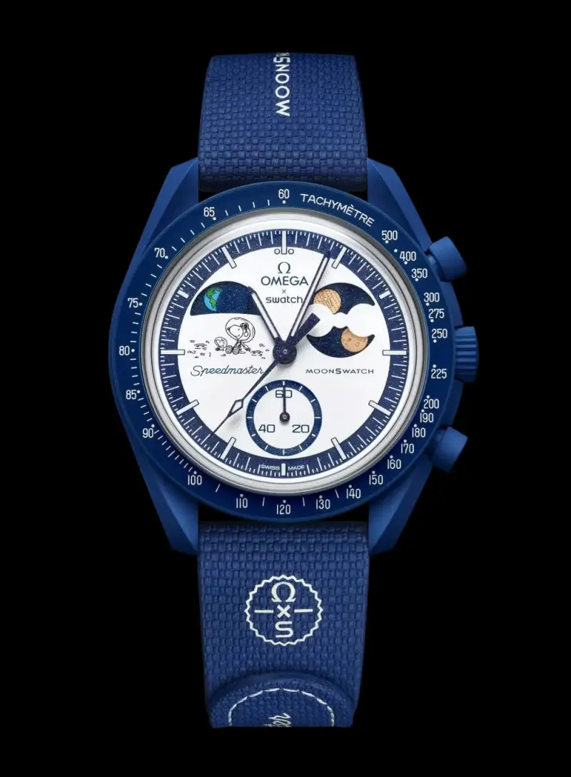 OMEGHA SWACH SUN MOON BLUE AT427