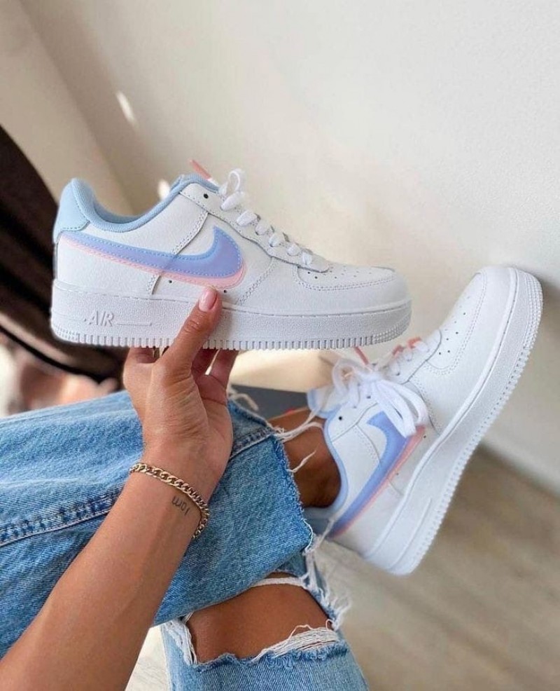 air force 1 double swoosh blue pink