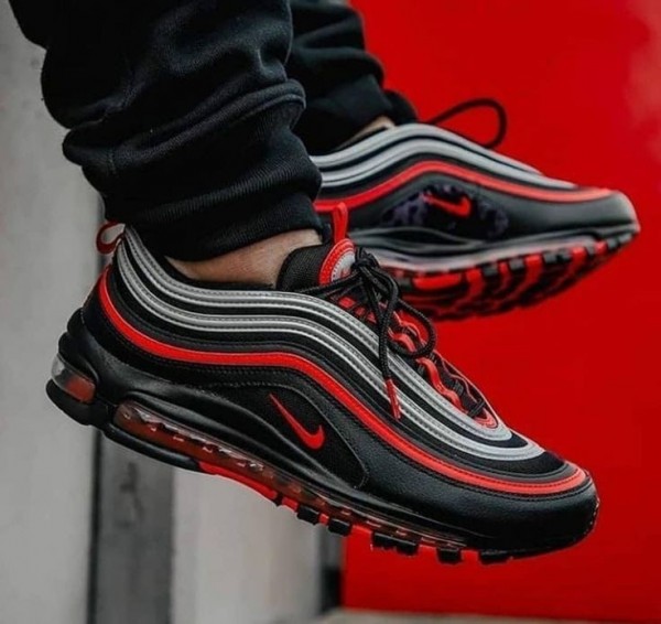 air max 97 bred reflective on feet