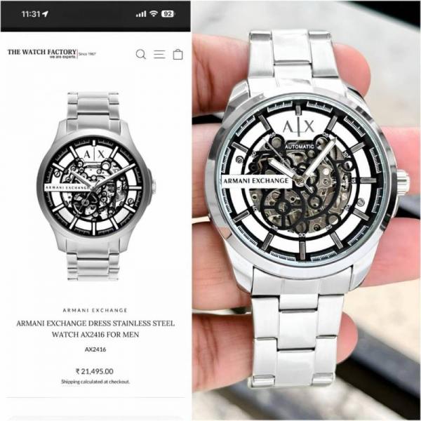 Armaann I Exchange Ax2418 Hampton Automatic Silver Black And White